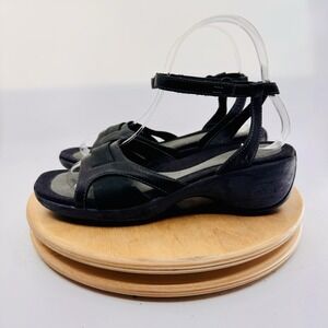 Merrell Sundial Charade Sandals Shoes Womens 6 Black Leather Wedge Comfort